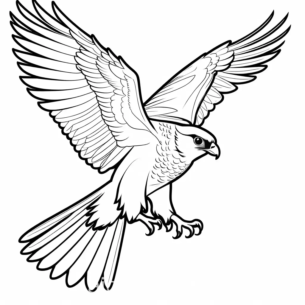 Falcon-Flying-Coloring-Page-in-Black-and-White