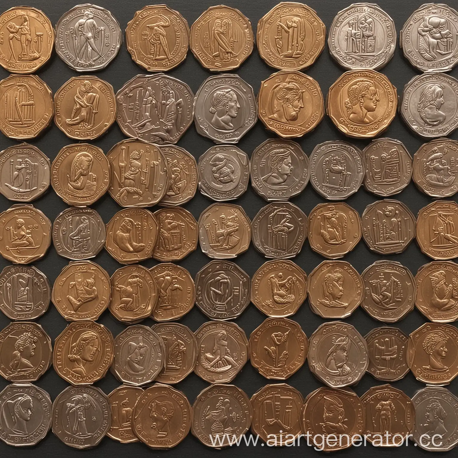 Collection-of-Rare-Coins-Displayed-Together