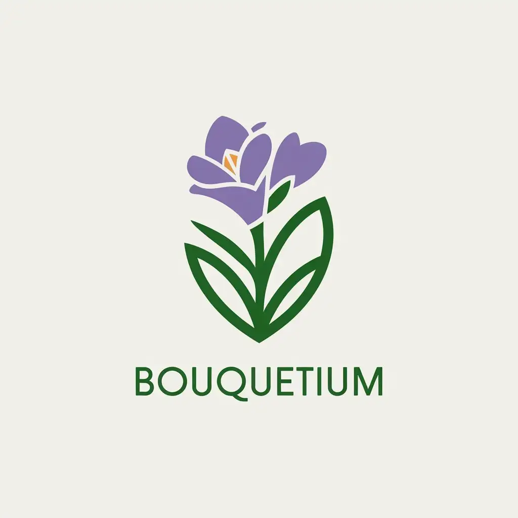 LOGO Design For Bouquetium HeartShaped Freesia Flower on Clear Background