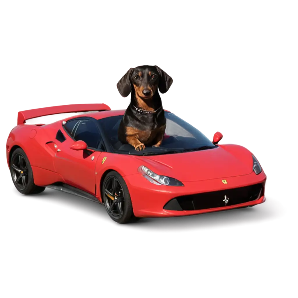 Dachshund-Driving-a-Ferrari-HighQuality-PNG-for-Fun-and-Creative-Uses