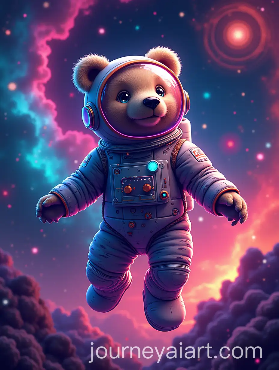 Psychedelic-Bear-in-Spacesuit-Floating-Among-Galaxies-and-Nebulae