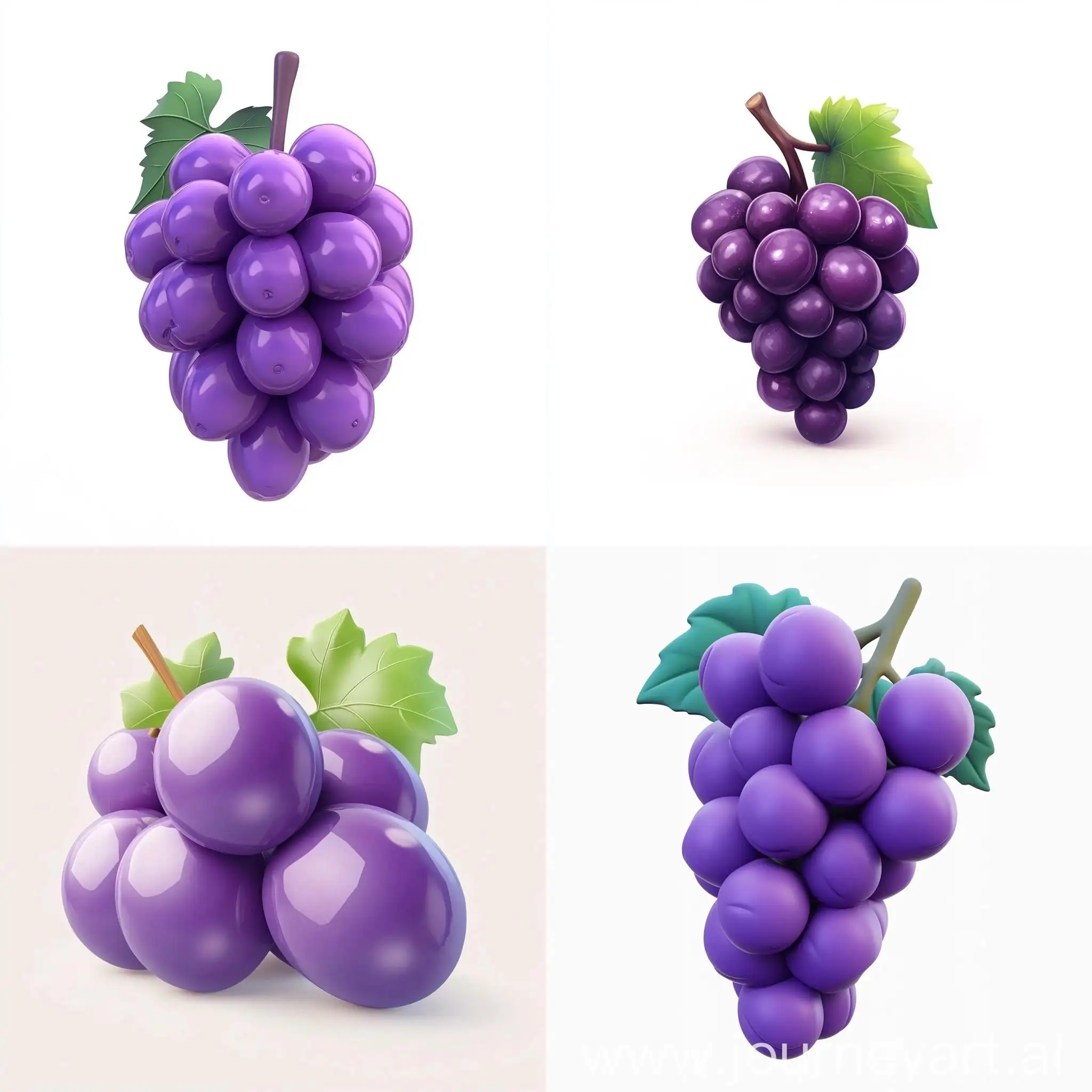 Cartoon-Purple-Grapes-Icon-on-White-Background