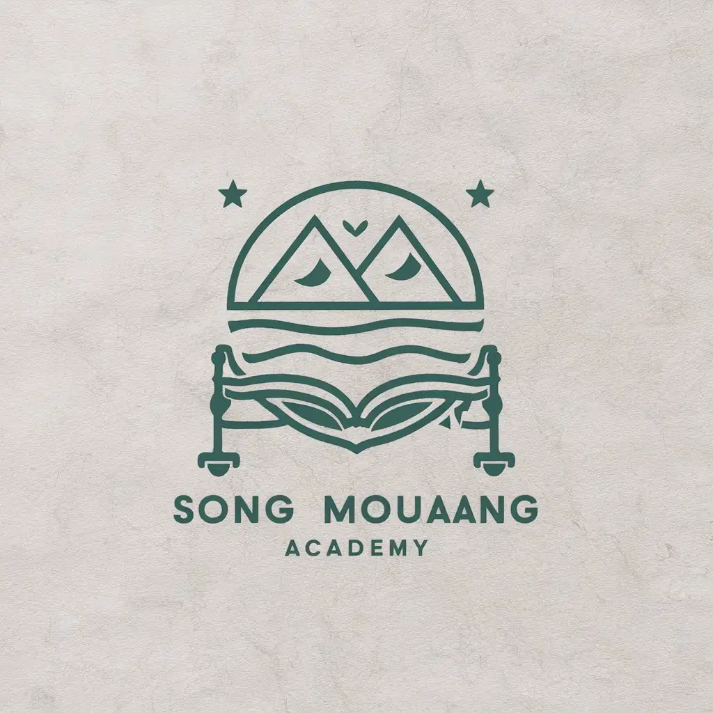 a vector logo design,with the text "Song Zhuang Academy", main symbol:Mountains and water, book and scroll,Minimalistic,be used in Others industry,clear background