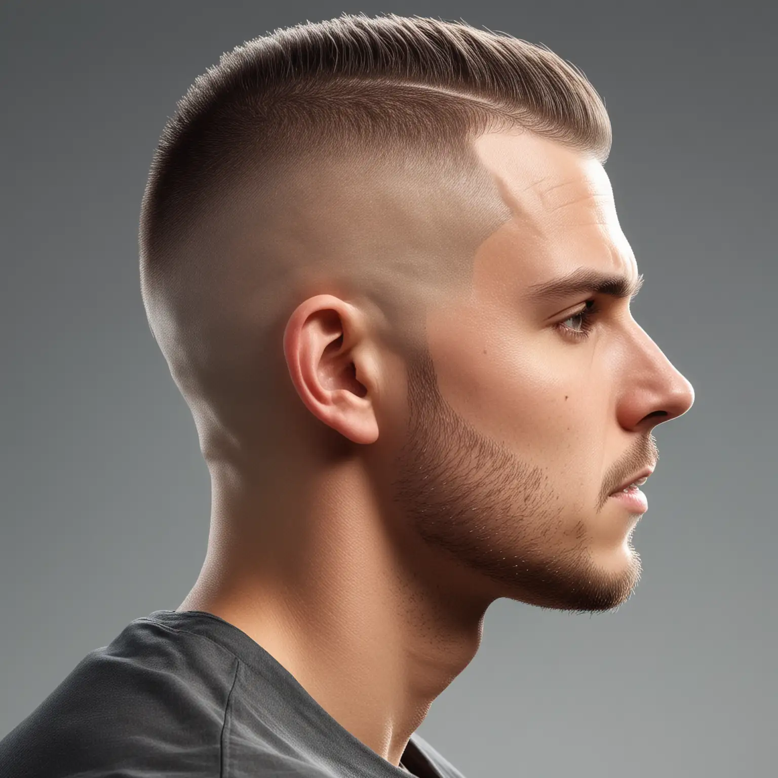 Realistic Side View of a Man with Thick Shaved Hair in High Definition