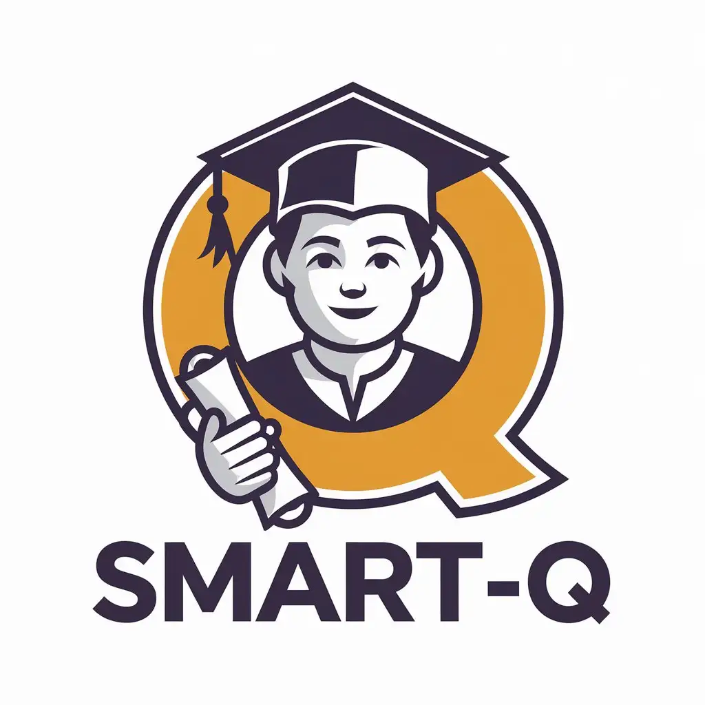 a vector logo design,with the text "smart-Q", main symbol:student,Moderate,clear background