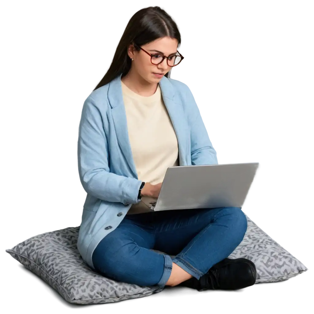 PNG-Image-Girl-Working-with-Laptop-and-Knitting-Ermine