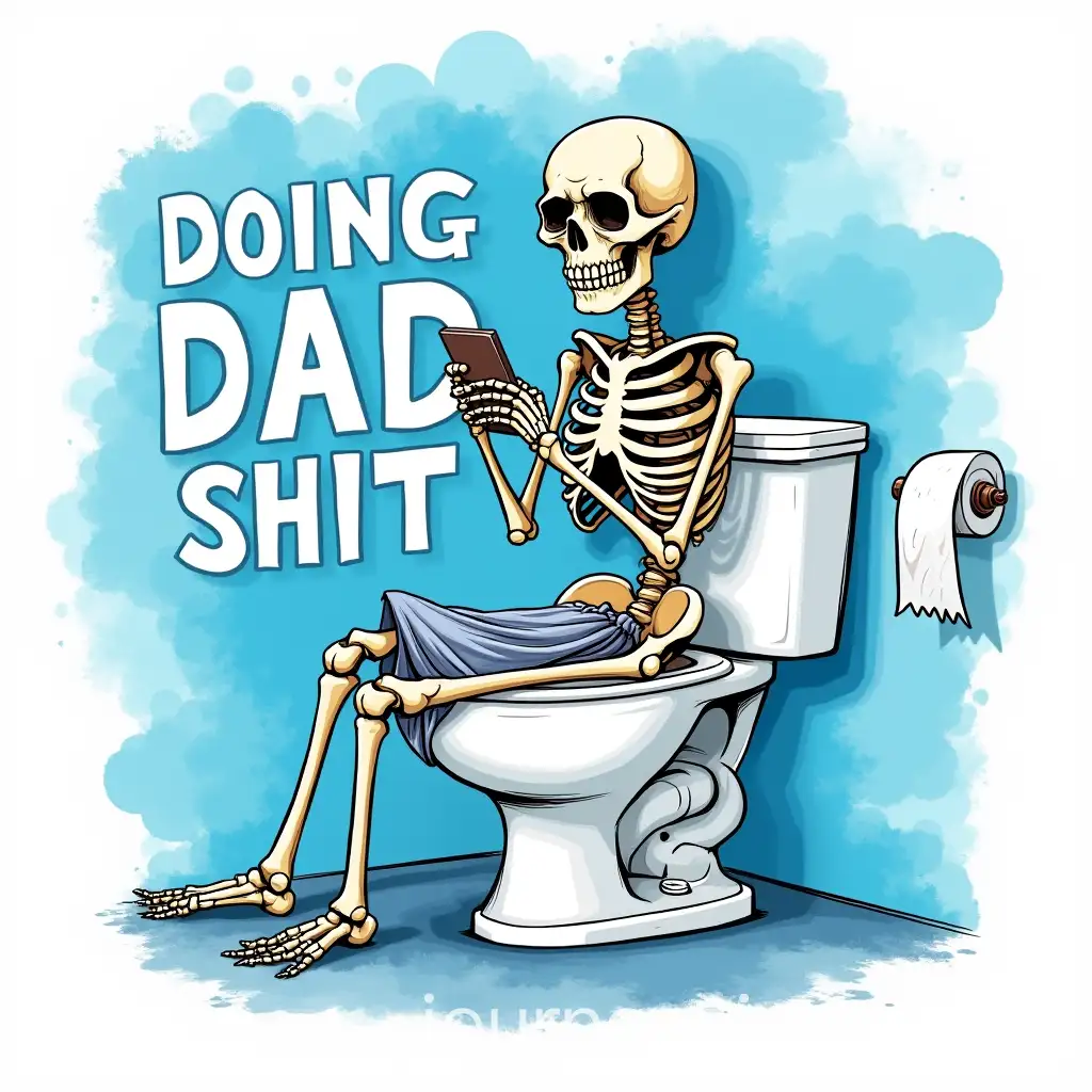 Skeleton-on-Toilet-with-Bold-Doing-Dad-Shit-Humor-and-Colorful-Watercolor-Background