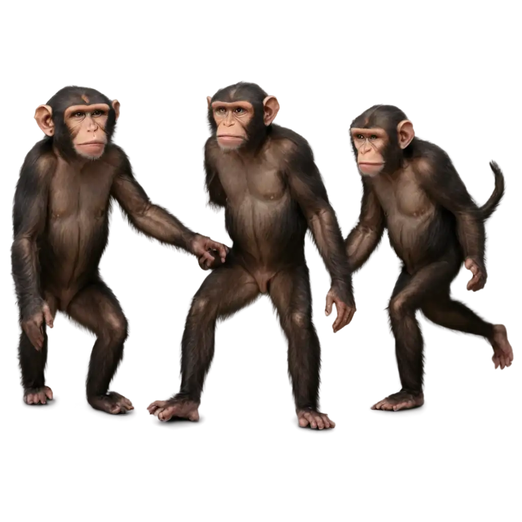 Four-Monkeys-Walking-on-Road-PNG-Image-Perfect-for-Various-Creative-Projects