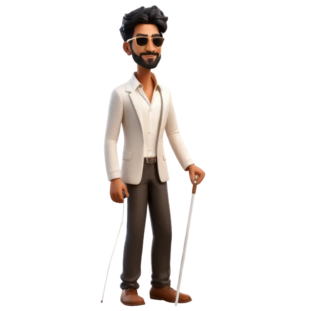 SEOOptimized-PNG-Image-Cartoon-Blind-Indian-Male-with-Dark-Sunglasses-and-White-Cane