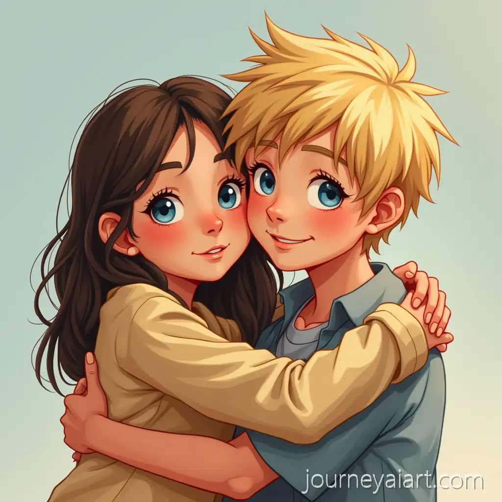 Teen-Girl-Hugging-Blonde-Boy-with-Blue-Eyes