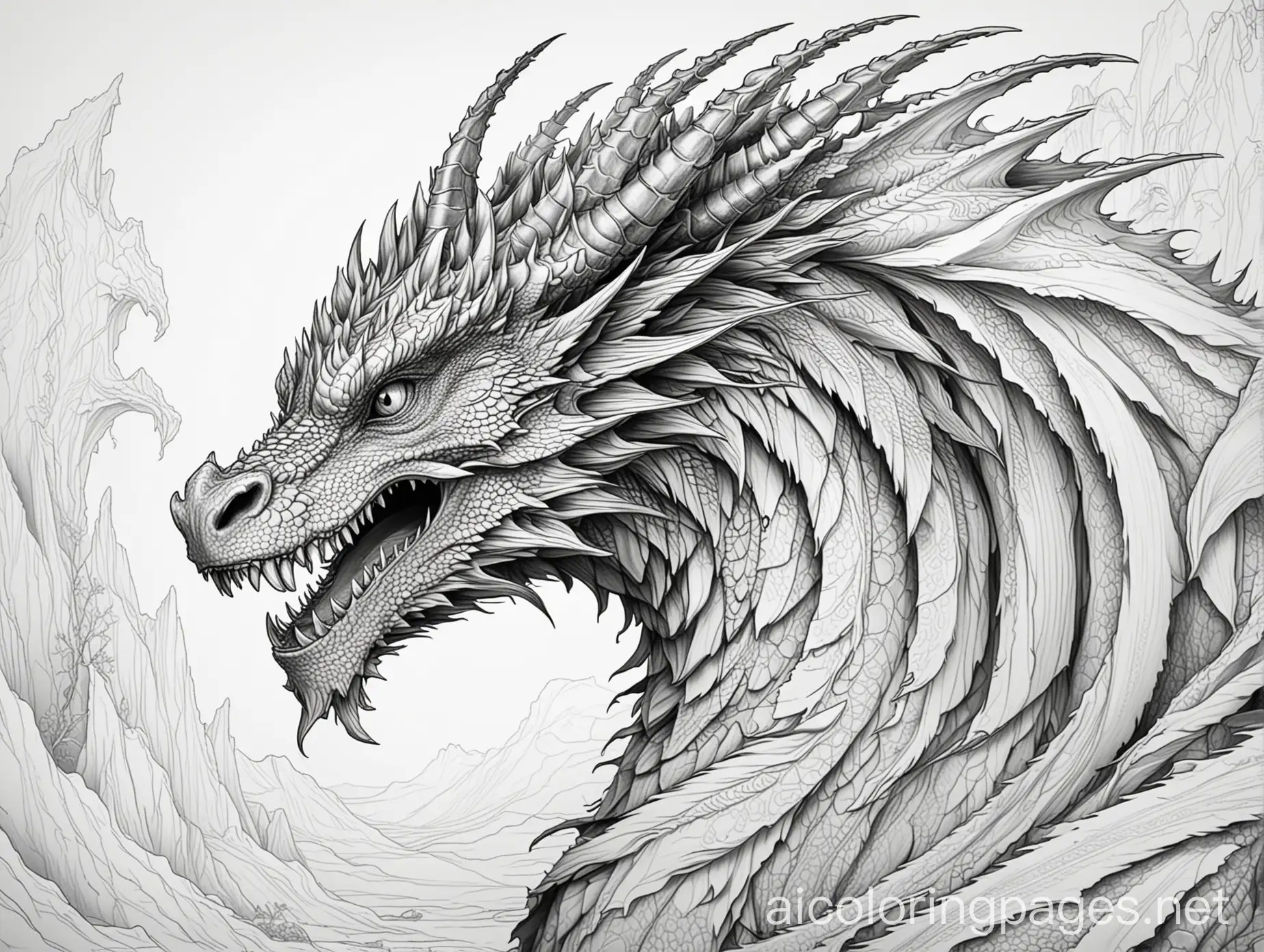 Scary-Majestic-Dragon-Coloring-Page-with-Simple-Line-Art