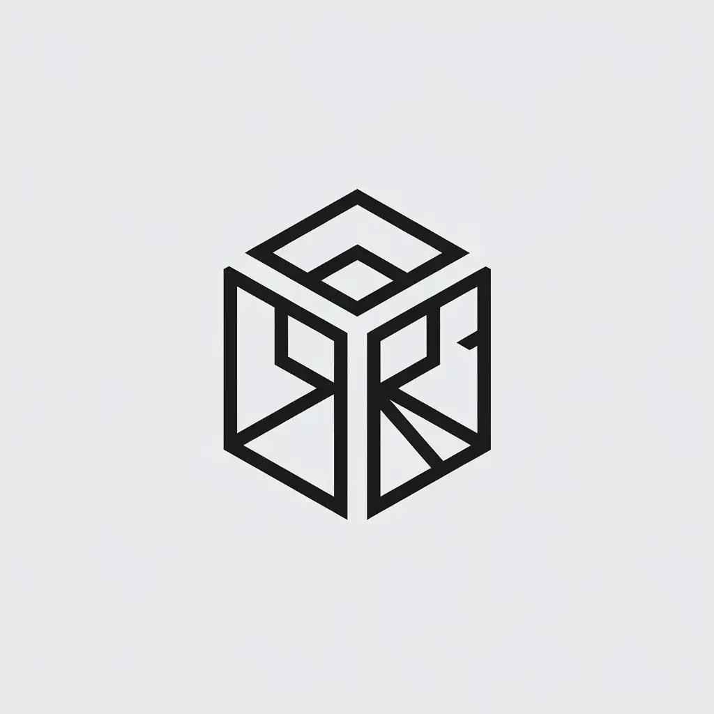 LOGO Design for R Minimalistic Bicube Symbol with Clear Background