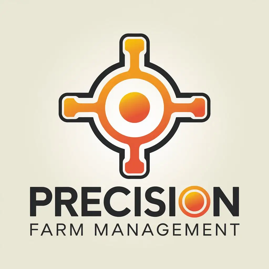 LOGO Design for Precision Farm Management Modern and Vibrant with Orange Symbol and Crosshair Elements