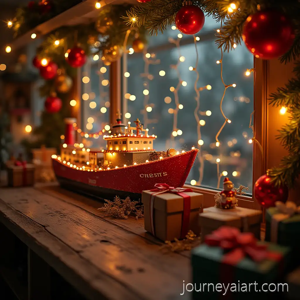 Cargo-Ship-with-Christmas-Decorations-andAI-Image-Prompt-Expansion-Balloons-in-a-Photorealistic-Scene