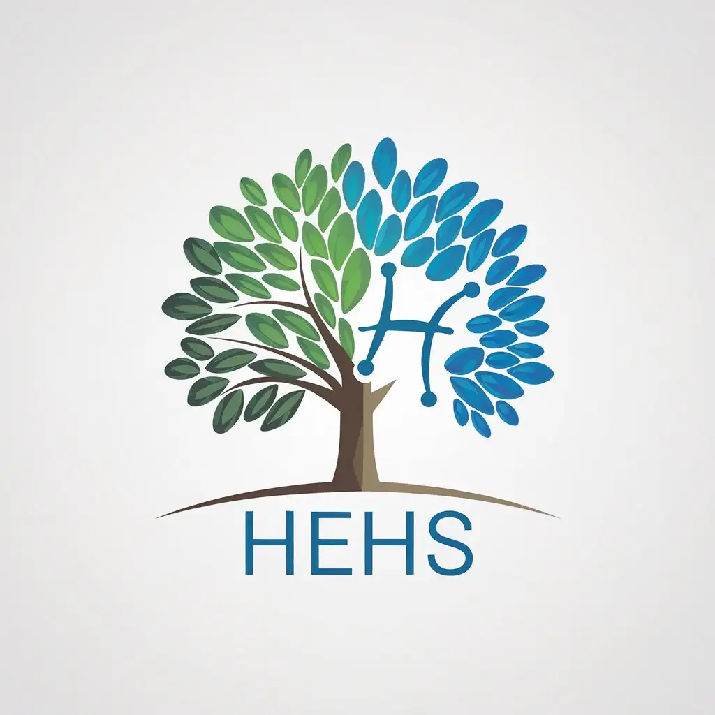 LOGO Design for HEHS Minimalistic Tree and Sky with Hydrogen Theme