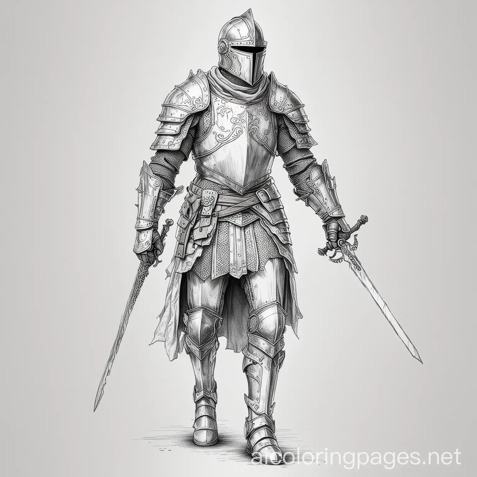 knight walking, Coloring Page, black and white, line art, white background, Simplicity, Ample White Space