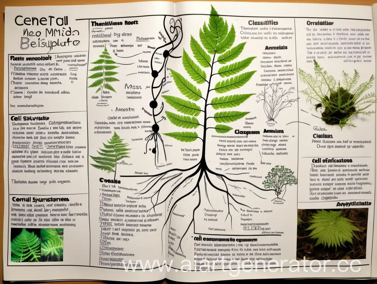 Handwritten-Newspaper-Illustration-Mind-Map-of-Biology-with-Cell-and-Plant-Structures