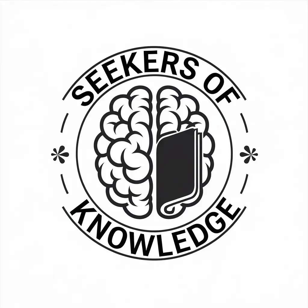 LOGO Design for Seekers of Knowledge Brain Book Symbol with Modern Style and Clear Background