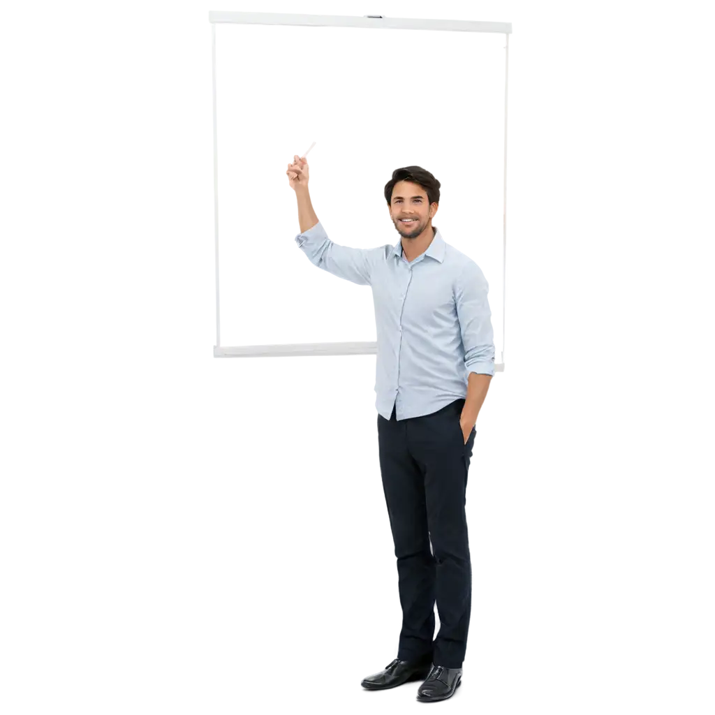 a teacher in the classroom beside the whiteboard