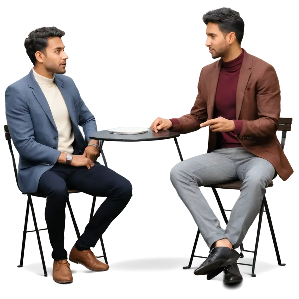 Realistic-PNG-Image-of-Two-Indian-Males-Conversing-at-a-Round-Table