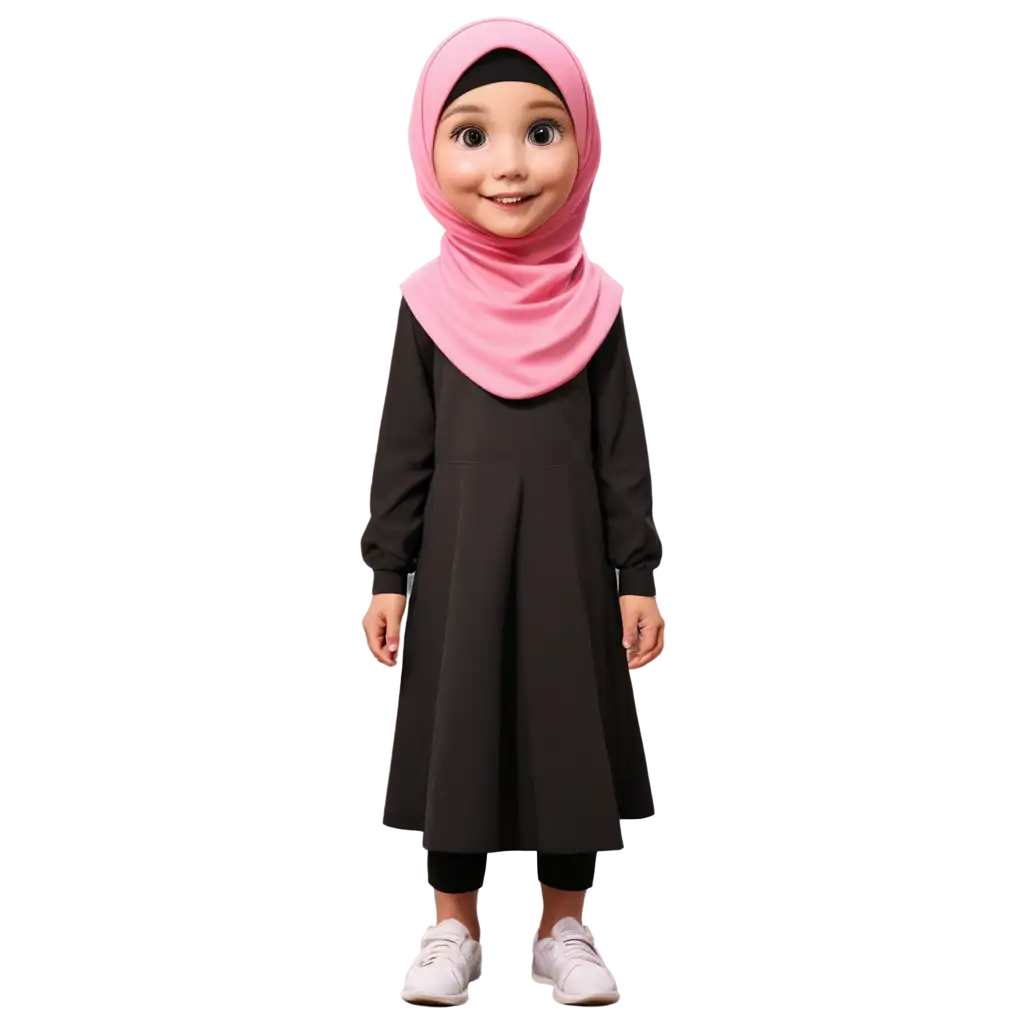 Create a little girl wearing hijab in cartoon theme