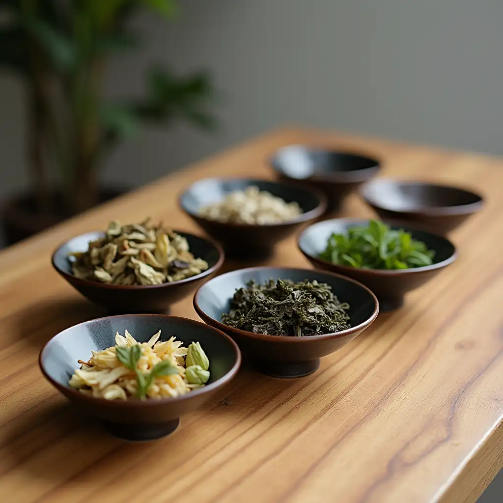 Antique-Chinese-Bowls-Filled-with-Dried-Flowers-and-Tea-Leaves