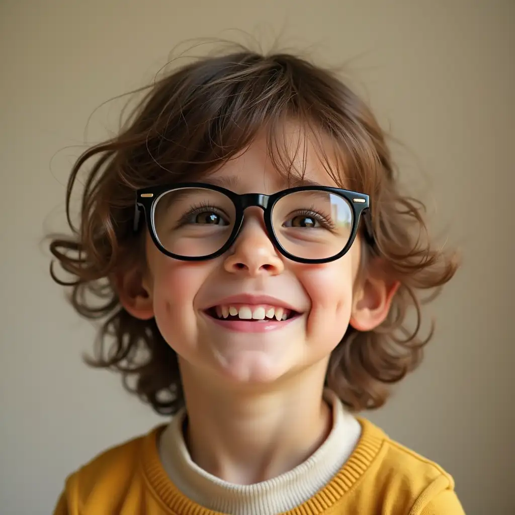 happy child in glasses with stellest lenses