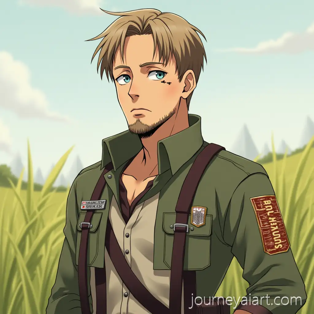 MidAged-Male-Survey-Corps-Soldier-in-Attack-on-TitanSurvey-Corps-soldier-portrait-Style-on-Grassland