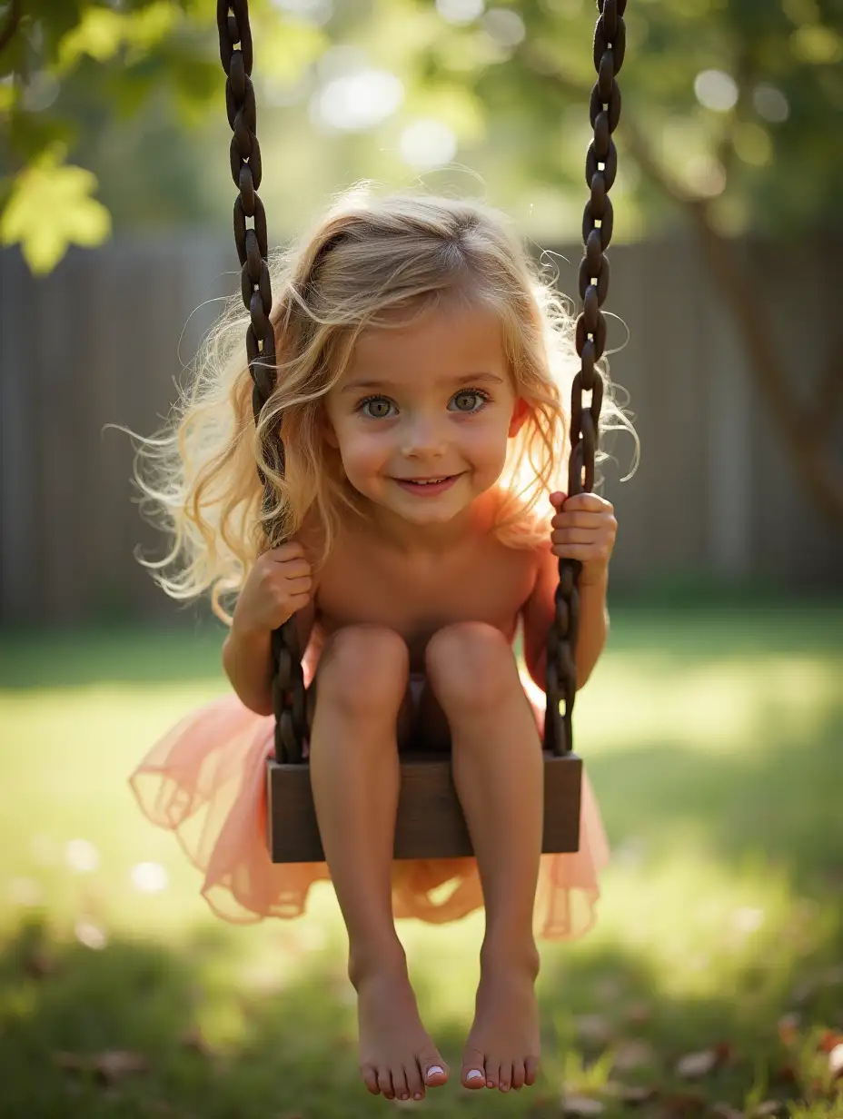 Slender-Little-Girl-Swinging-Under-a-Shade-Tree-with-Wavy-Blonde-Hair