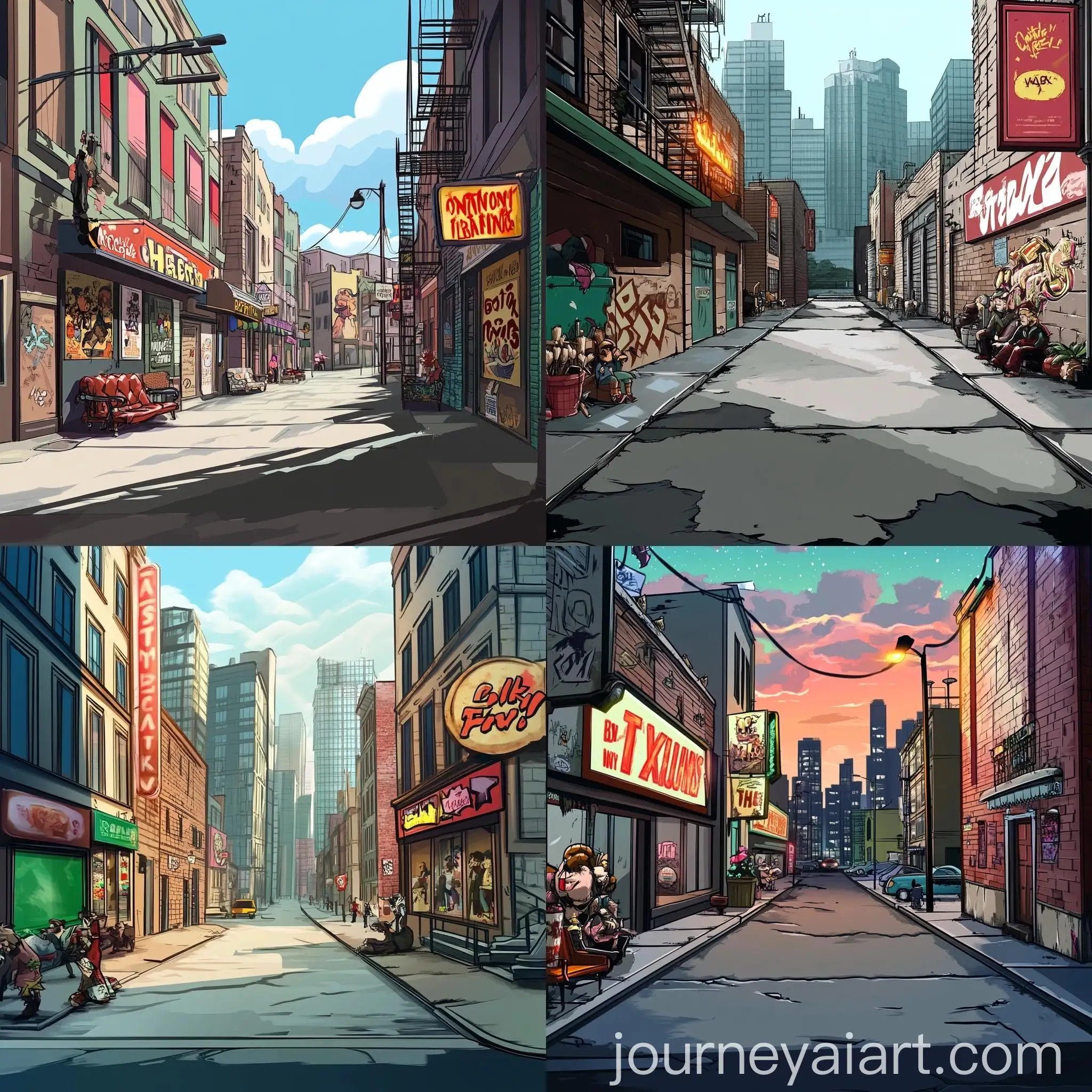 Cartoon-City-Street-Background-for-SideScroller-Game