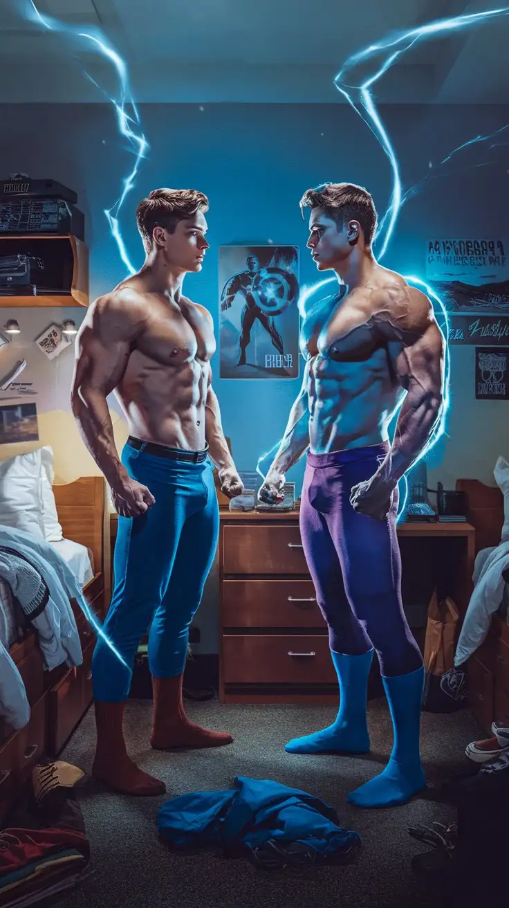 Two-College-Guys-Transforming-into-Muscular-Superheroes-in-a-Dorm-Room-at-Night