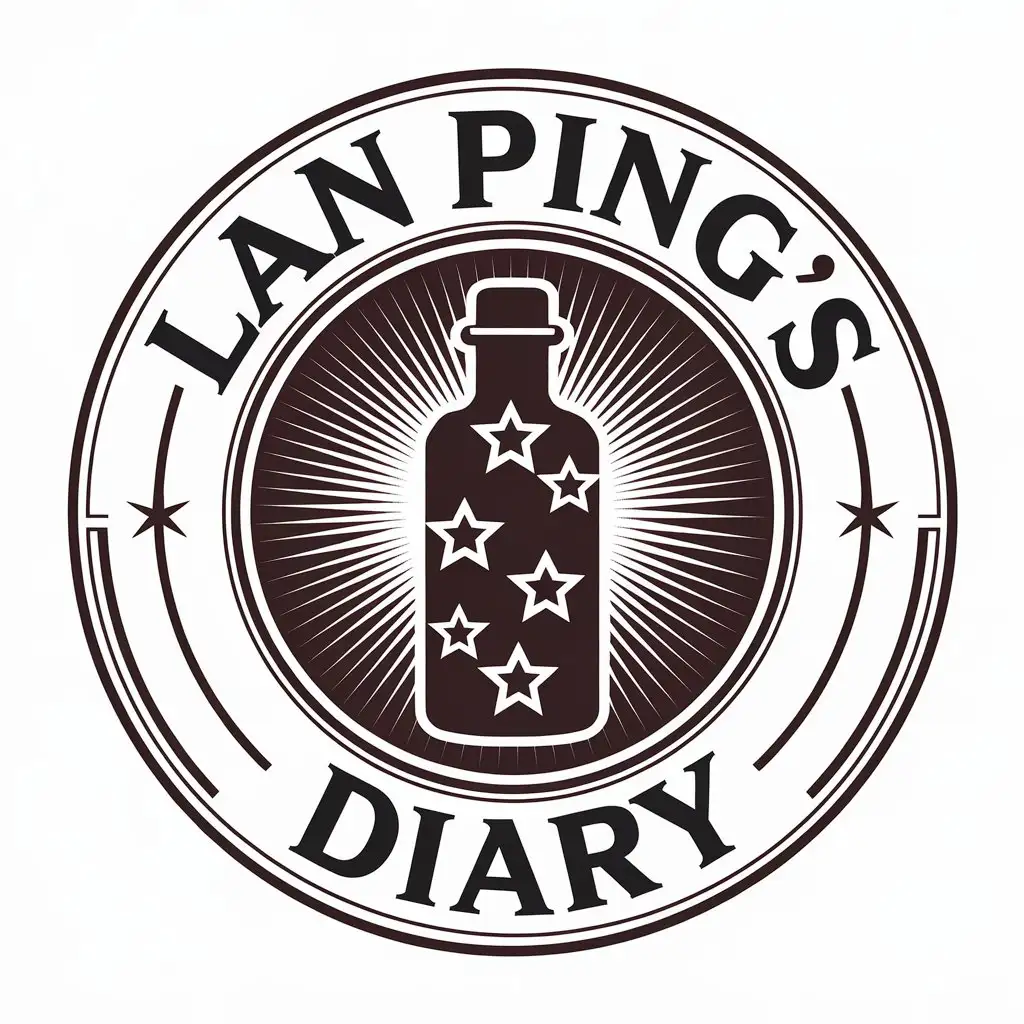 LOGO-Design-for-Lan-Pings-Diary-Bottle-Stars-with-Moderate-Design-on-Clear-Background