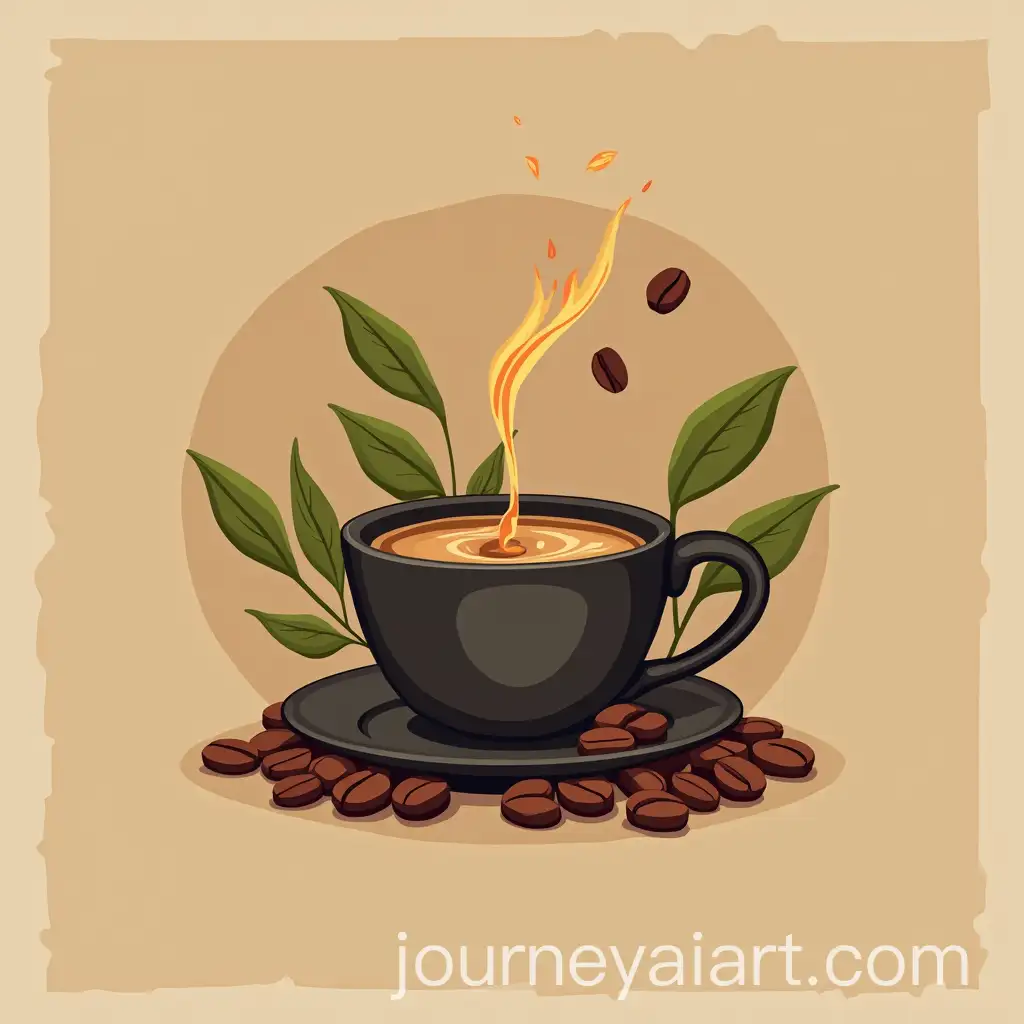 Coffee-and-Tea-Logo-Design-for-Fantazja-Smaku-with-Coffee-Beans-and-Tea-Leaves