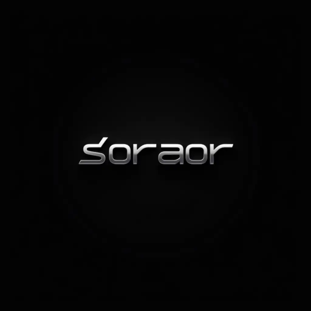 soraor product logo modern style, black background, cool, tech feel