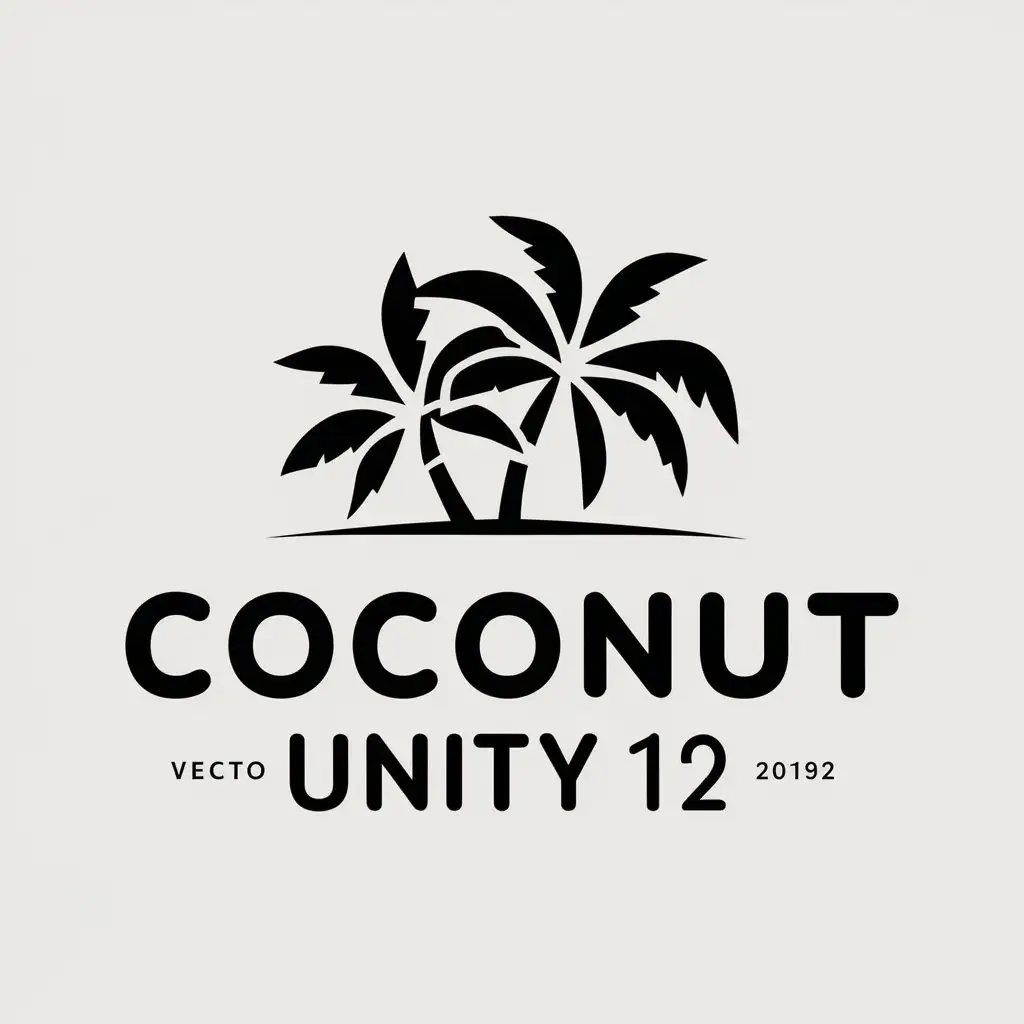 a vector logo design,with the text "Coconut Unity 12", main symbol:Coconut palms,Moderate,clear background