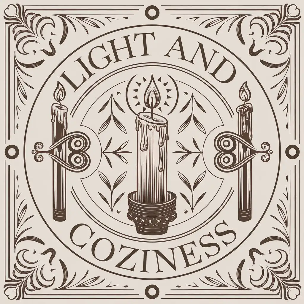 a vector logo design,with the text "light and coziness", main symbol:Candles,complex,be used in Others industry,clear background