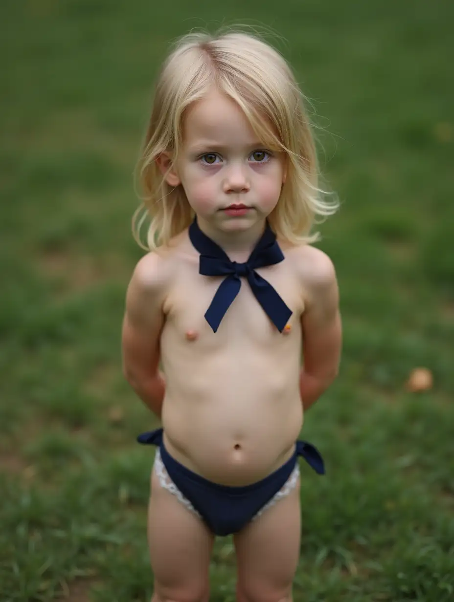 Slender-Little-Girl-with-Dark-Blonde-Hair-and-Dark-Blue-Ribbons-on-Grass