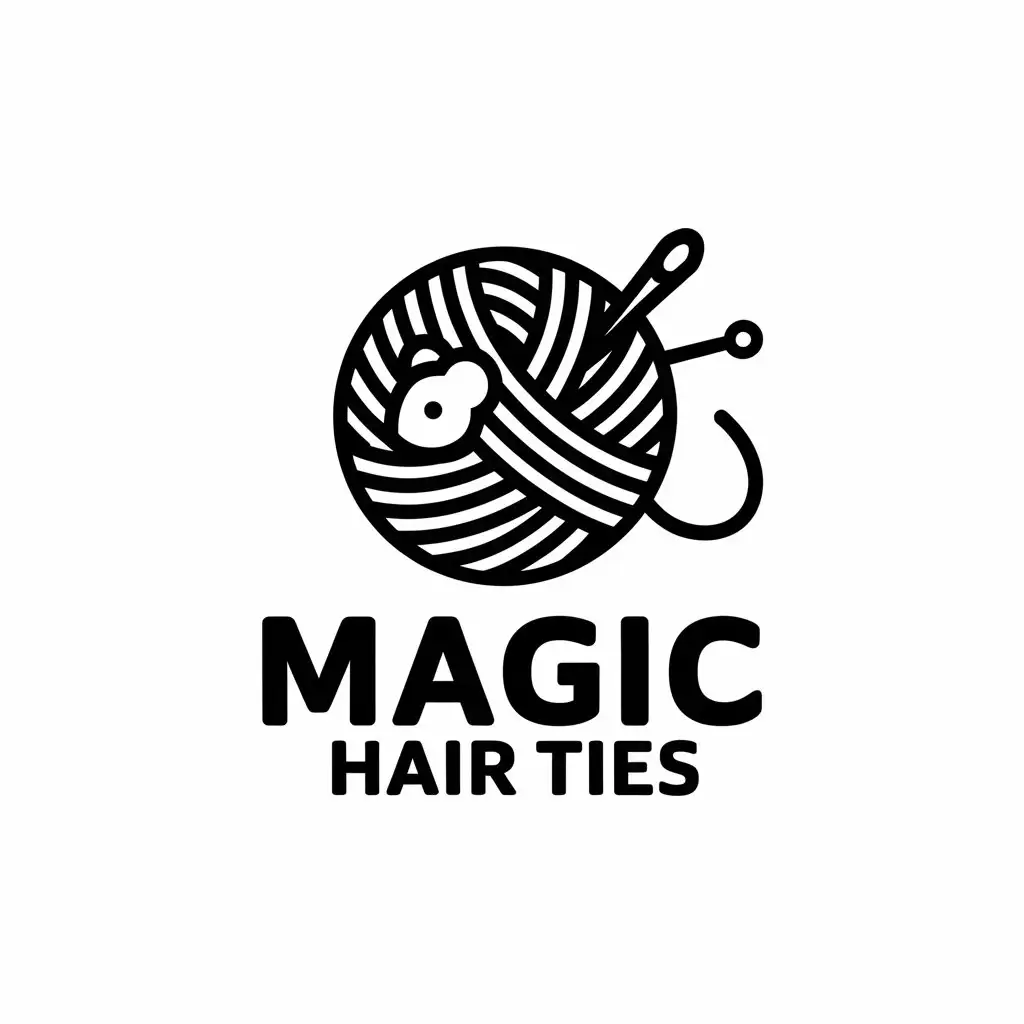 LOGO-Design-for-Magic-Hair-Ties-Vector-Design-Featuring-Yarn-Mouse-and-Needles-on-a-Clear-Background