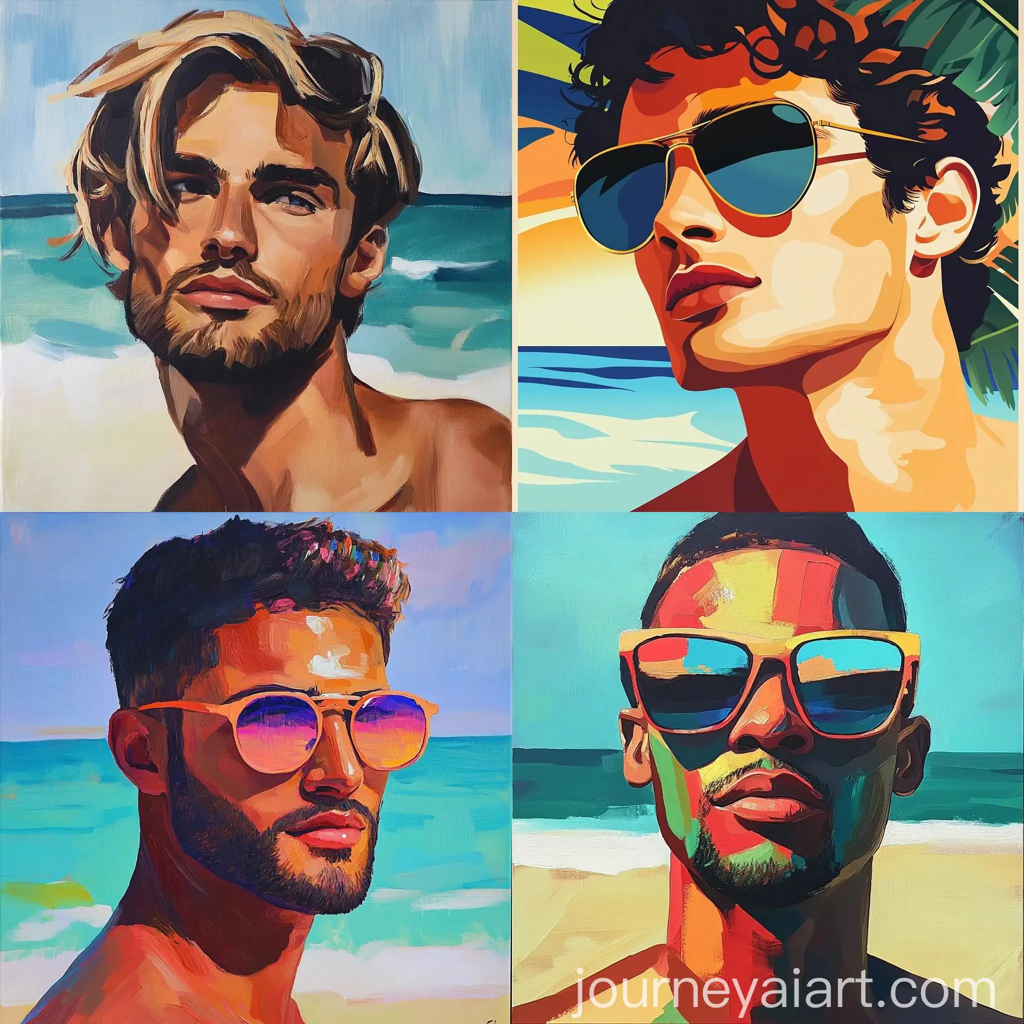Man-on-Beach-in-Malika-Favre-Art-Style