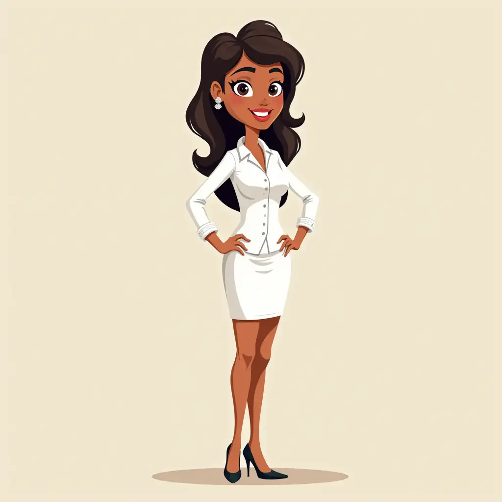 CREATE AN ICON OF WHITE ADMINISTRATIVE ROUTINES ASSISTANT CARTOON WOMAN AND BRAZILIAN STYLE