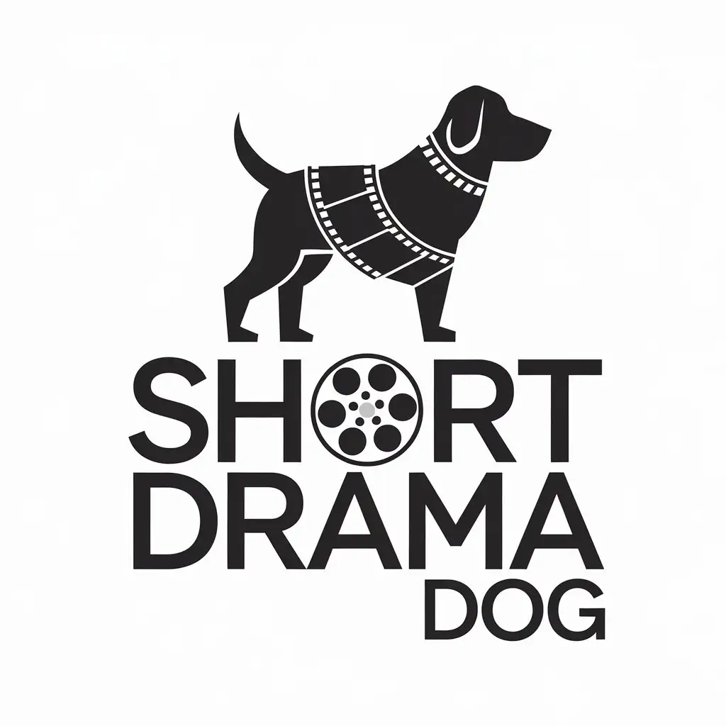 LOGO-Design-for-Short-Drama-Dog-Playful-Dogs-and-Movie-Reels-Theme