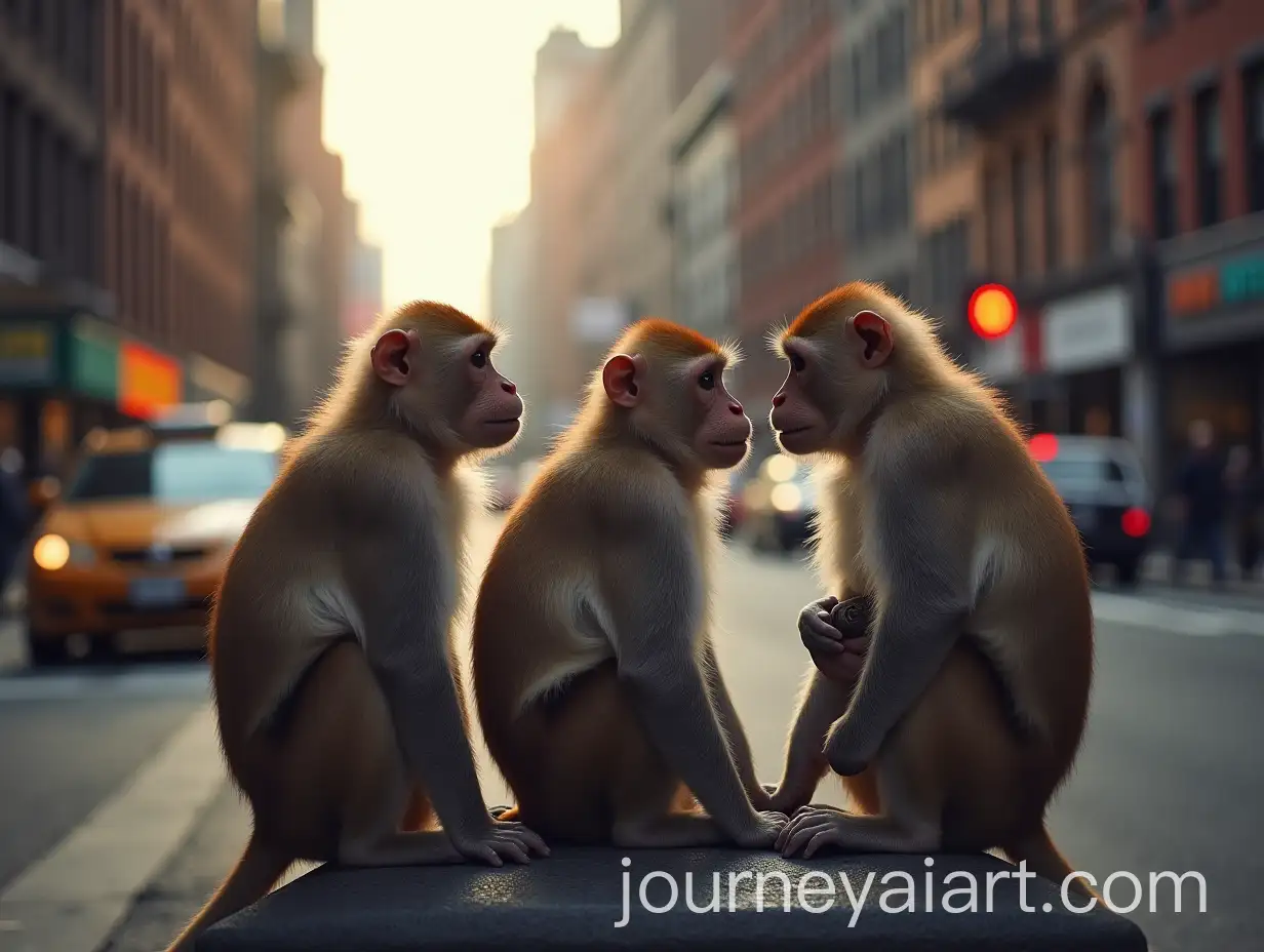 Wise-Three-Monkeys-Observing-New-York-City-Corner-Scene