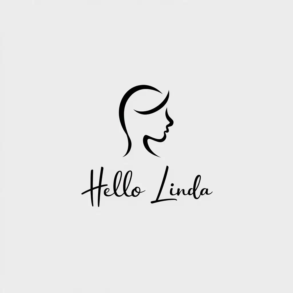 LOGO-Design-For-Hello-Linda-Minimalistic-Female-Side-Profile-Lines