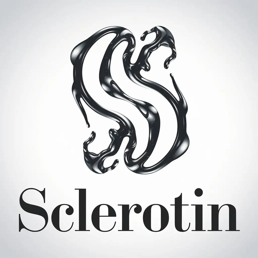 LOGO Design for Sclerotin Exaggerated Sharp Futuristic Serif Font with Liquid Silver Metal Theme