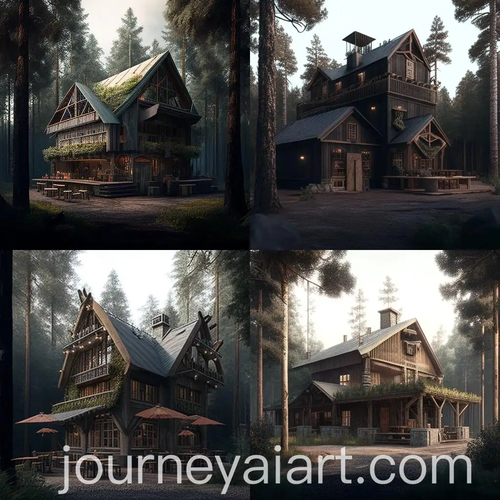 Rustic-TwoStory-Wood-Restaurant-in-Forest-Setting