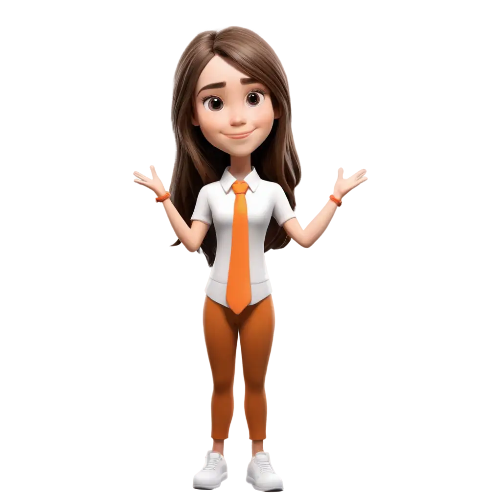 Create-a-3D-Girl-PNG-Image-with-Long-Brown-Hair-and-Orange-Tie