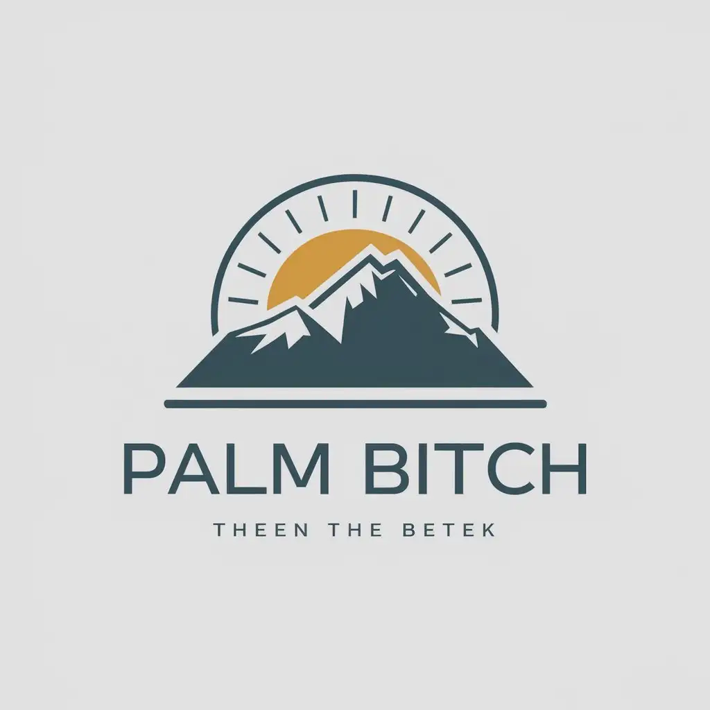 LOGO-Design-For-Palm-Bitch-Mountain-Beach-Sun-and-Saw-in-Minimalistic-Vector-Style