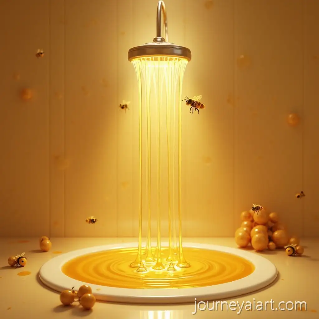 Honey-Shower-ASHoney-shower-ASMR-imageMR-in-Cozy-Spa-Bathroom-with-Bees-and-Fresh-Honey