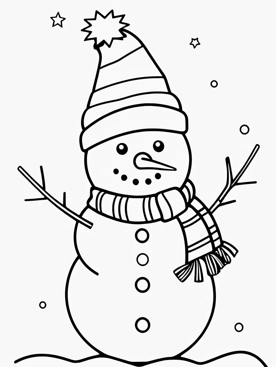 Simple Snowman Coloring Page for Toddlers