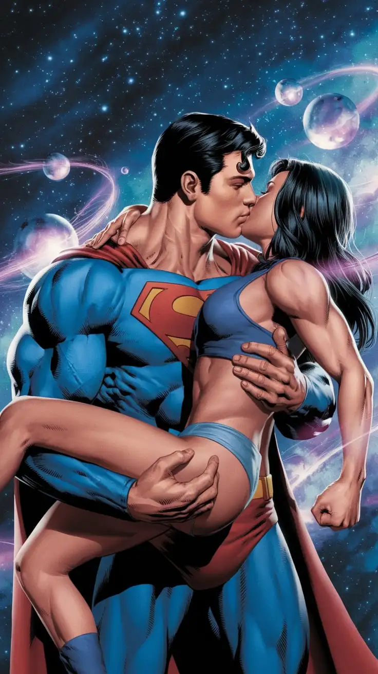 Young-Superman-and-Girlfriend-Embrace-Amidst-Cosmic-Superpower-Transfer